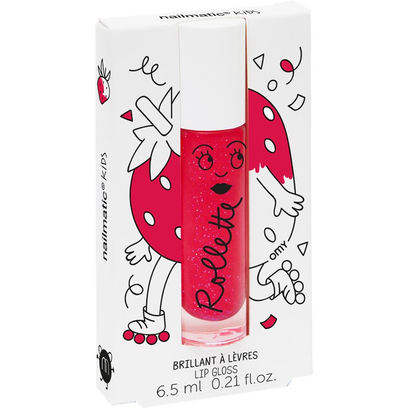 Nailmatic Kids Rollette lesk na pery pre deti odtieň Strawberry 6,5 ml