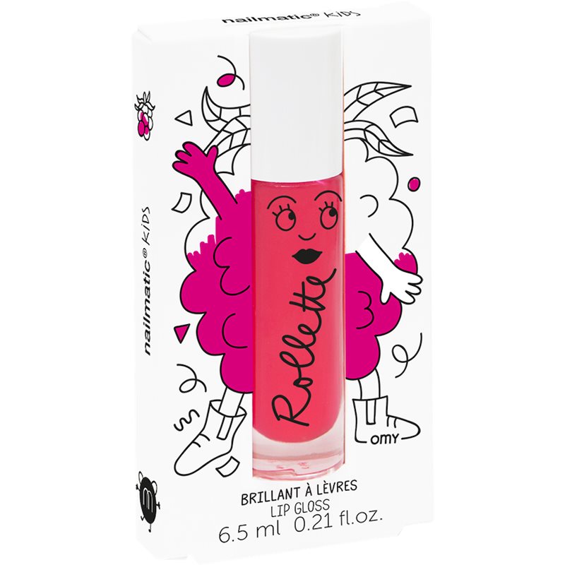 Nailmatic Kids Rollette lip gloss for children shade Raspberry 6,5 ml

