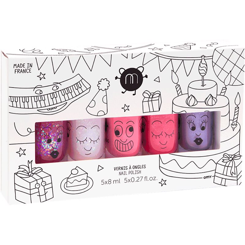 Nailmatic Kids nail polish set Sheepy, Polly, Cookie, Kitty, Piglou for children
