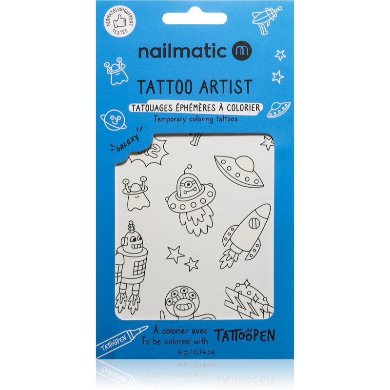 Nailmatic Tattoo Artist Temporary Coloring Tattoos tetování pro děti 3 y+ Galaxy 9x16,3 cm