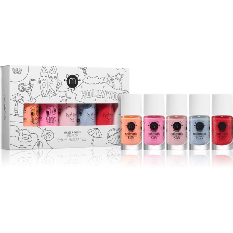 Nailmatic Kids Hollywood set lakova za nokte Flamingo, Dolly, Bella, Merlin, Sissi 5x8 ml