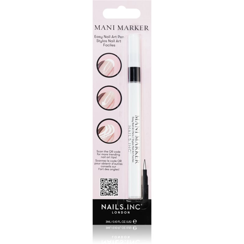 Nails Inc. Mani Marker декоративний лак для нігтів у вигляді олівця відтінок White 3 мл