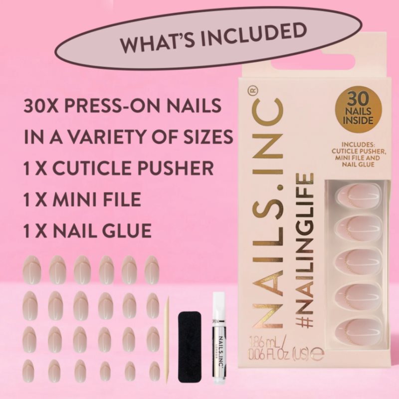 Nails Inc. #NailingLife Press-On Nails umelé nechty odtieň Style It Like Sabrina Gold French Tip 33 ks (obrázok 3)