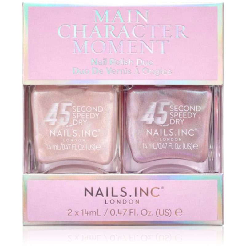 Nails Inc. 45 Second Speedy Gloss esmalte de uñas paquete doble tono Main Character Moment 2x14 ml