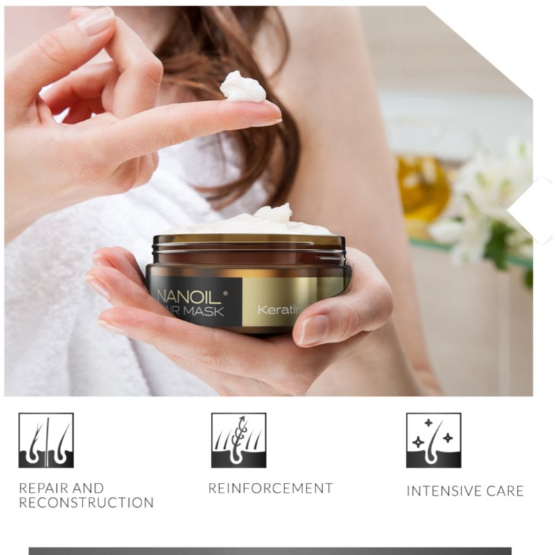 Nanoil Keratin keratinos maszk hajra 300 ml termék 2. képe