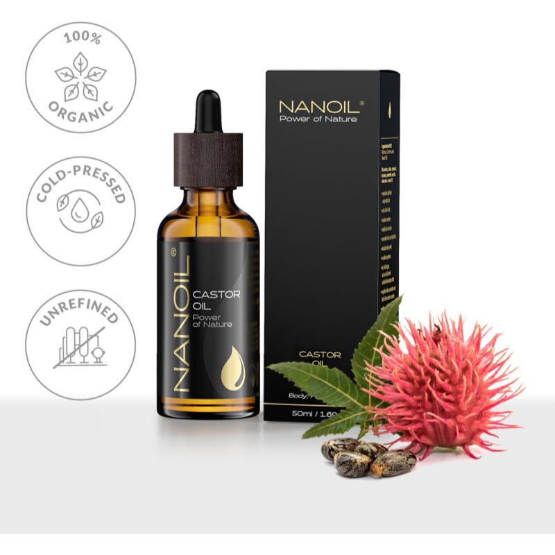 Nanoil Castor Oil ricinusolaj arcra, testre és hajra 50 ml termék 2. képe