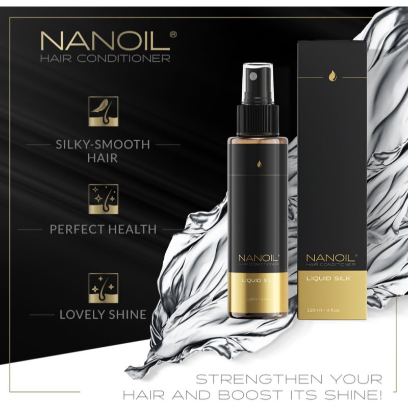 Nanoil Liquid Silk Kisimító öblítést nem igénylő kondícionáló hajra 125 ml termék 2. képe