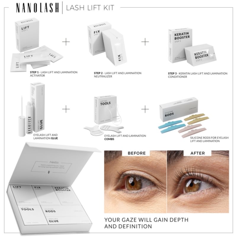 Nanolash Lash Lift Kit Ensemble De Rehaussement Et De Lamination Pour Cils