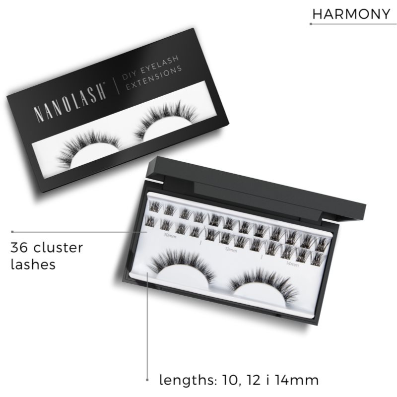 Nanolash DIY Eyelash Extensions пучкові накладні вії без вузликів Harmony 36 кс