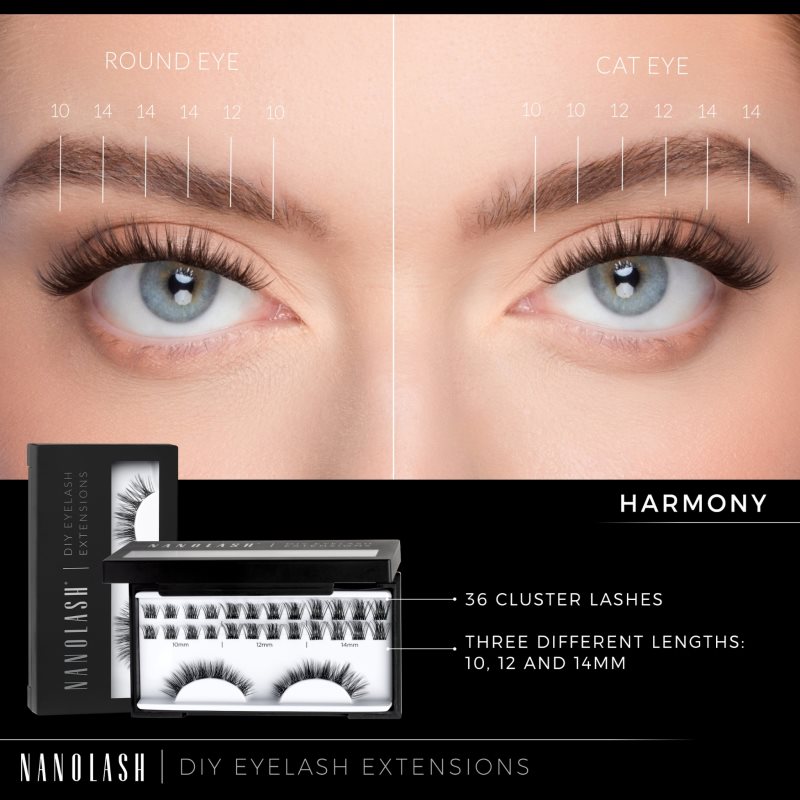 Nanolash DIY Eyelash Extensions пучкові накладні вії без вузликів Harmony 36 кс