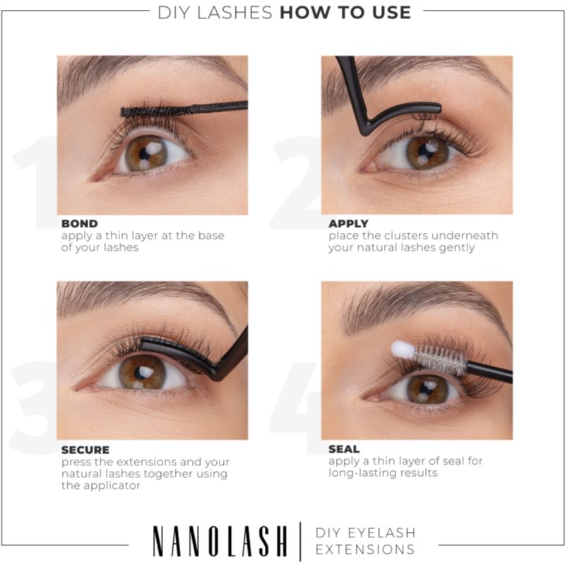 Nanolash DIY Eyelash Extensions пучкові накладні вії без вузликів Harmony 36 кс