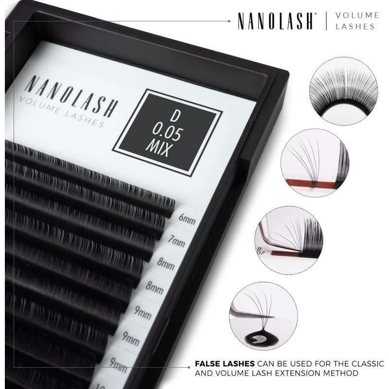 Nanolash Volume Lashes False Eyelashes 0.05 D 6-13mm 1 Pc