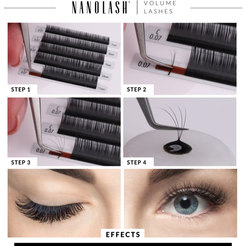 Nanolash Volume Lashes False Eyelashes 0.05 D 6-13mm 1 Pc