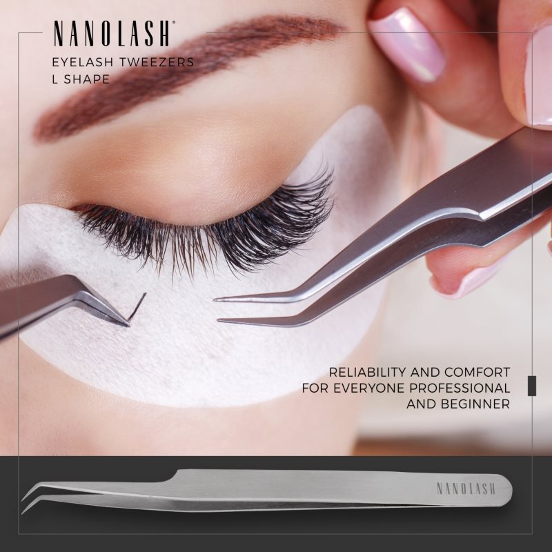 Nanolash Eyelash Tweezers L Shape Tool For False Eyelash Application 1 Pc