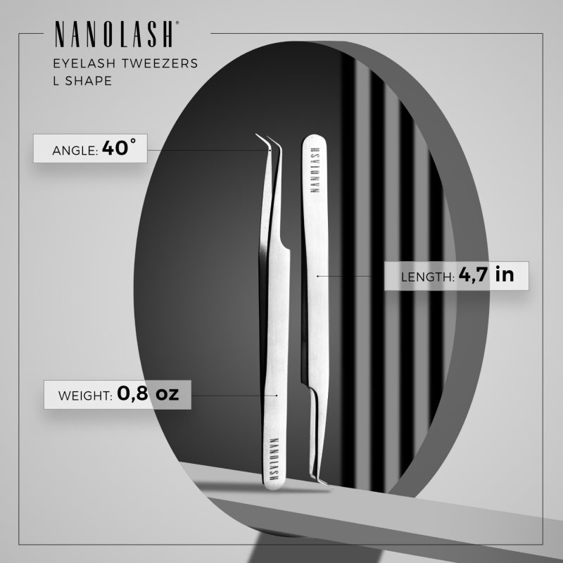 Nanolash Eyelash Tweezers L Shape Tool For False Eyelash Application 1 Pc