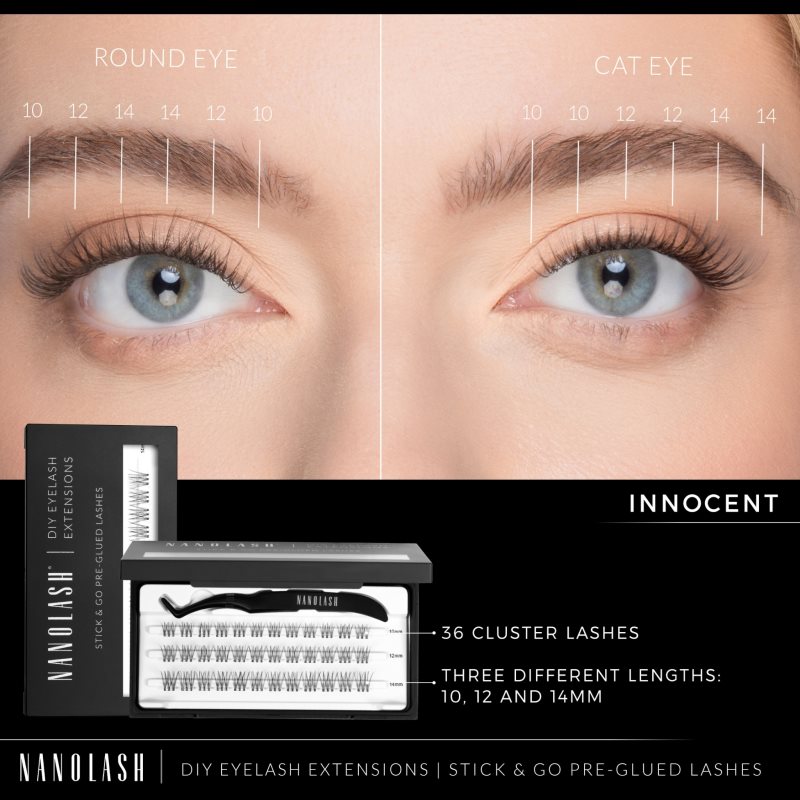 Nanolash DIY Eyelash Extensions sada na domácí prodloužení řas Innocent 36 ks (obrázek 5)