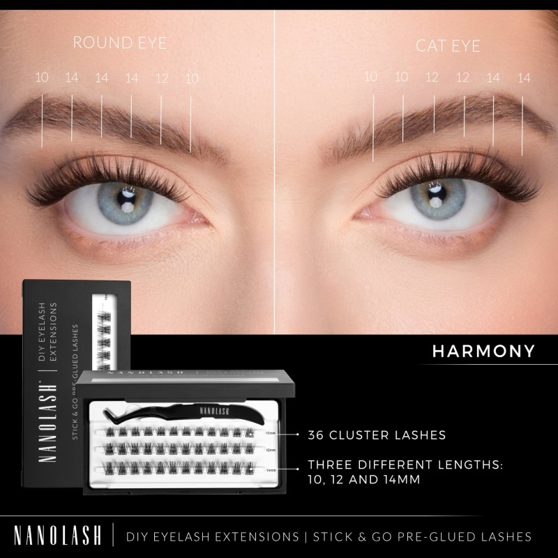 Nanolash DIY Eyelash Extensions sada na domácí prodloužení řas Harmony 36 ks (obrázek 5)