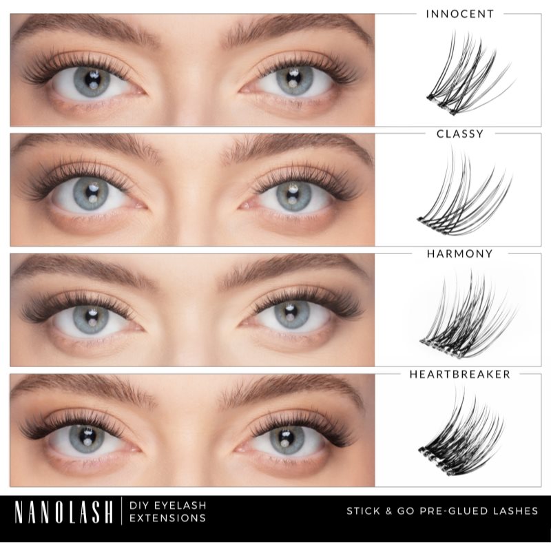 Nanolash DIY Eyelash Extensions sada na domácí prodloužení řas Harmony 36 ks (obrázek 8)