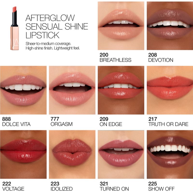 NARS AFTERGLOW SENSUAL SHINE LIPSTICK Moisturising Lipstick Shade ORGASM 1,5 G