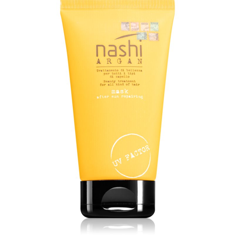 

Nashi Argan After Sun відновлююча маска для волосся для волосся пошкодженого сонцем містить UV фільтр