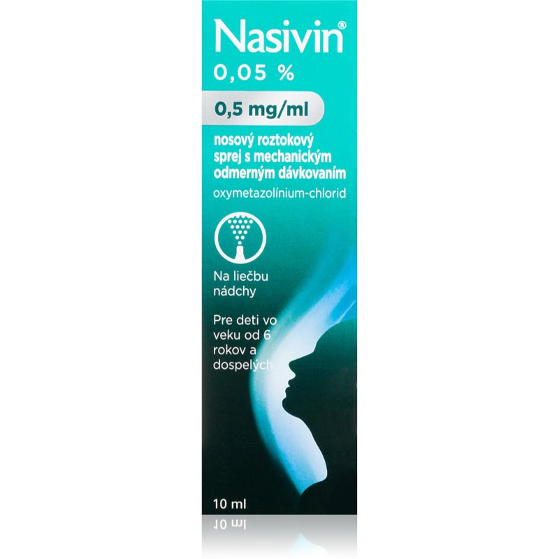 Nasivin Nasivin 0,05% nosný sprej na liečbu nádchy a ochorení nosových dutín 10 ml