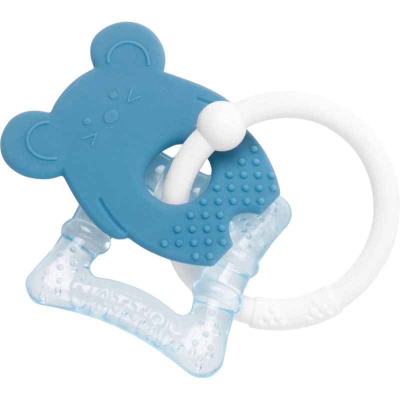 NATTOU Teether With Cooling Part kousátko s chladivým účinkem Blue Mouse 3 m+ 1 ks