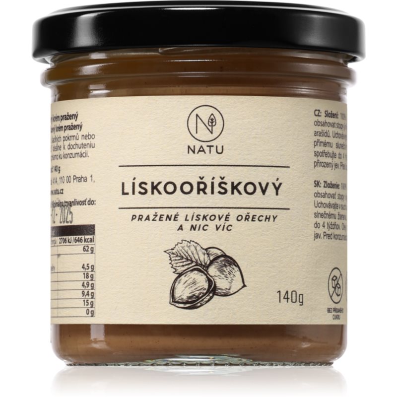 NATU Lískooříškový krém pražený ořechová pomazánka 140 g