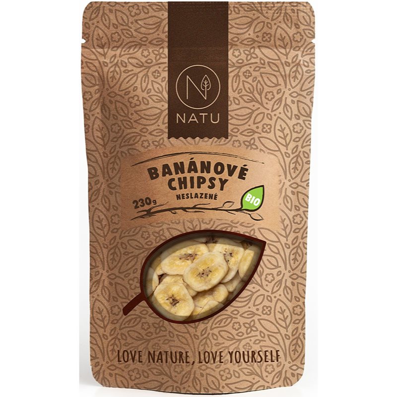 NATU Banánové chipsy nesladené BIO sušené ovocie nepresladzované 230 g