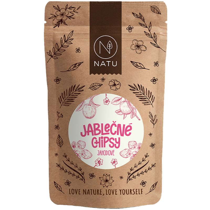 NATU Jablkové chipsy sušené ovocie príchuť Strawberry 45 g