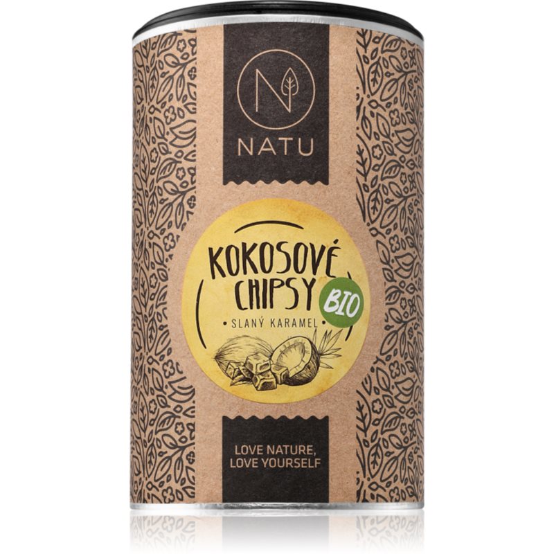 NATU Kokosové chipsy BIO kokosové čipsy v BIO kvalite príchuť Salted Caramel 200 g