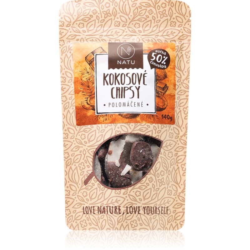 NATU Kokosové chipsy polomáčené 50% hořká čokoláda 140 g koupíte na Notino.cz