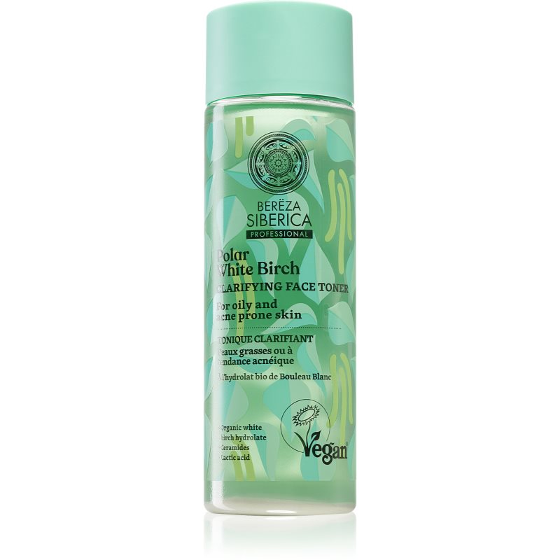 Natura Siberica Polar White Birch lozione tonica illuminante per pelli grasse e problematiche 200 ml