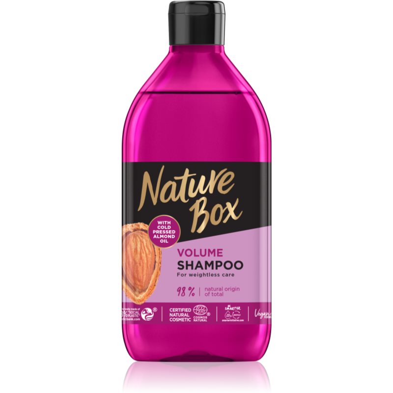 Nature Box Almond apimties suteikiantis šampūnas plaukų tankumui užtikrinti 385 ml