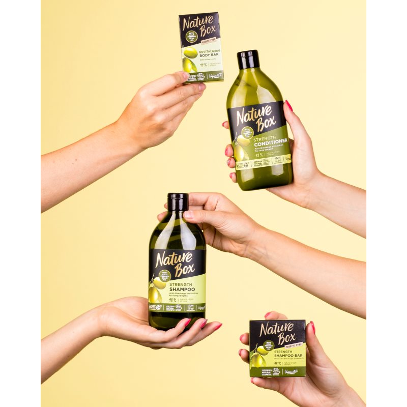 Nature Box Olive Oil поживний шампунь проти ламкості волосся 385 мл