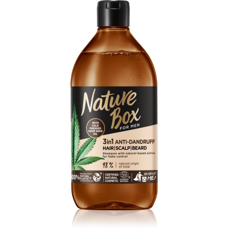 Nature Box Hemp Seed šampon proti prhljaju 3v1 za moške 385 ml