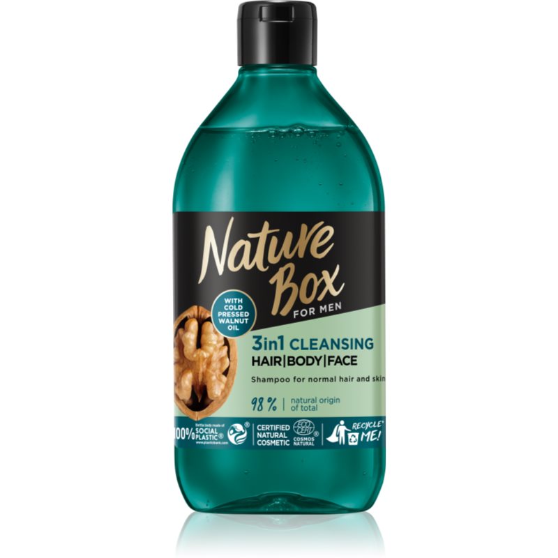 Nature Box Walnut reinigendes Duschgel für Gesicht, Körper und Haare für Herren 385 ml