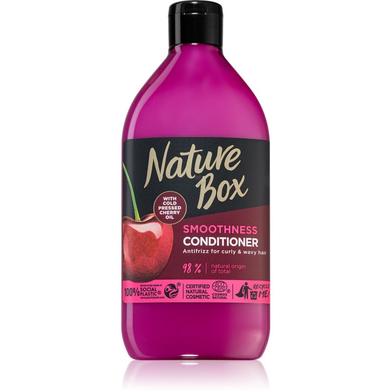 Nature Box Cherry uhladzujúci kondicionér pre nepoddajné a krepovité vlasy 385 ml
