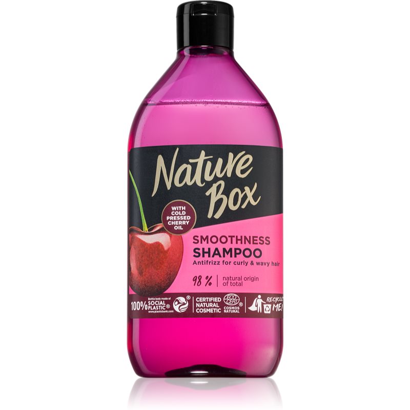 E-shop Nature Box Cherry uhlazující šampon pro nepoddajné a krepatějící se vlasy 385 ml