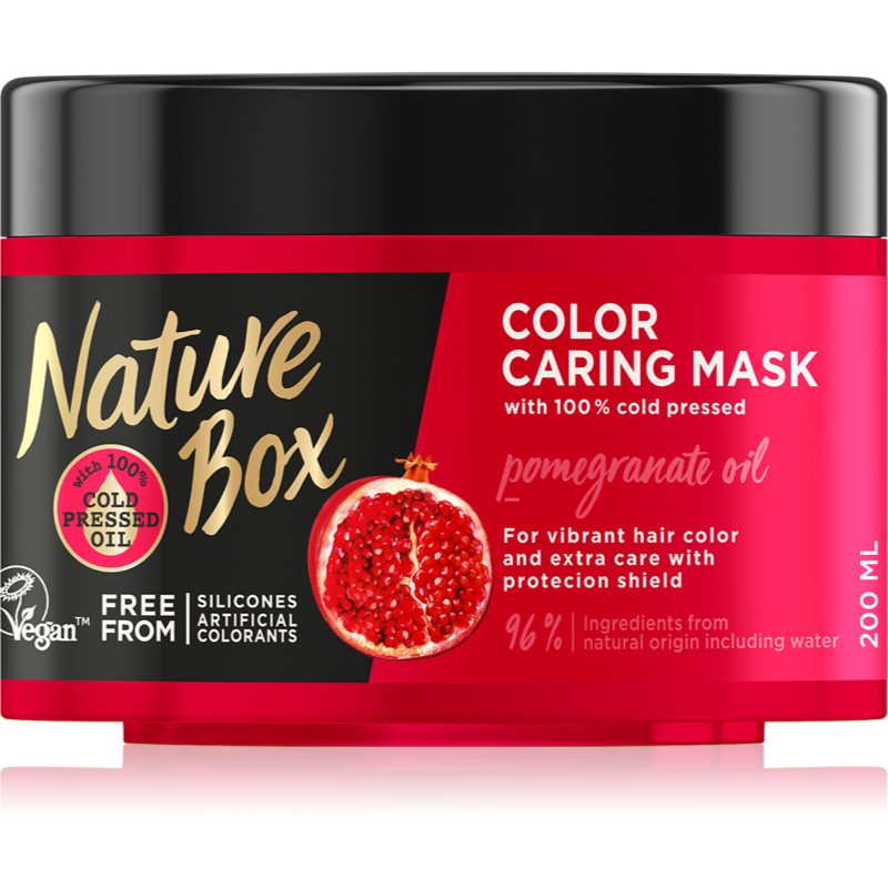 Nature Box Pomegranate maitinamoji ir drėkinamoji plaukų kaukė spalvai apsaugoti 200 ml