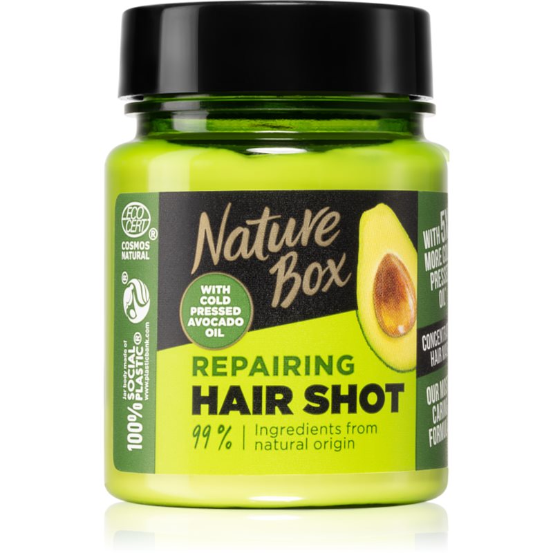 Nature Box Avocado Hair Shot intensyviai regeneruojanti kaukė su avokadais sausiems plaukams 60 ml