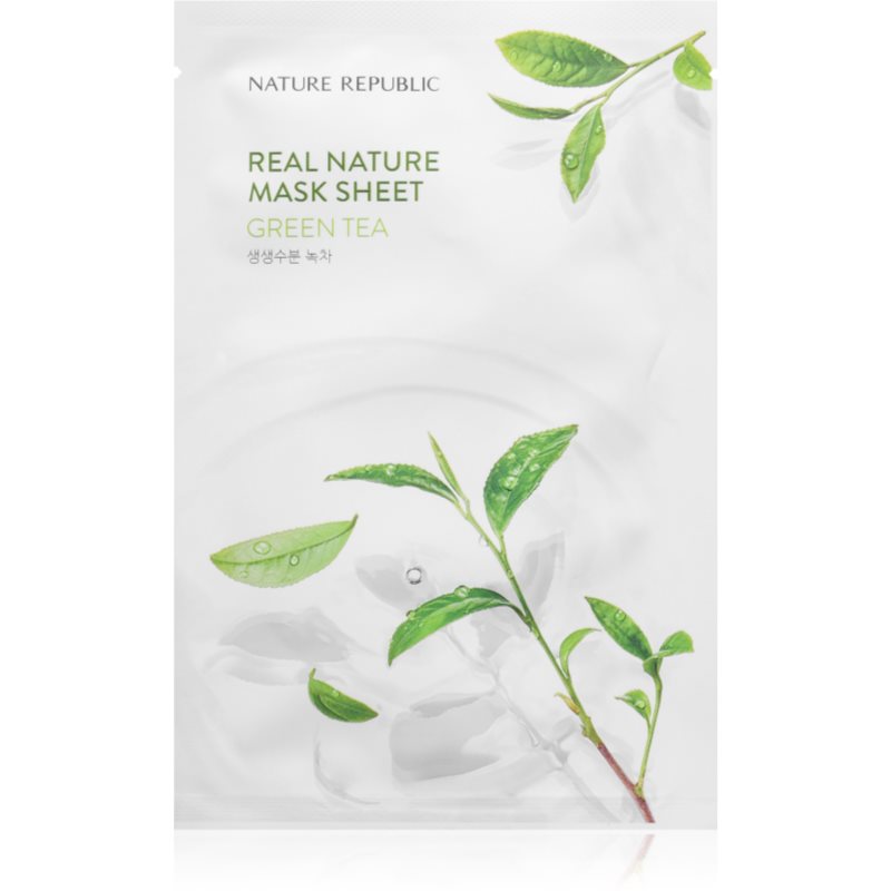 NATURE REPUBLIC Real Nature Green Tea Mask Sheet Feuchtigkeitsspendende Tuchmaske mit grünem Tee 23 ml