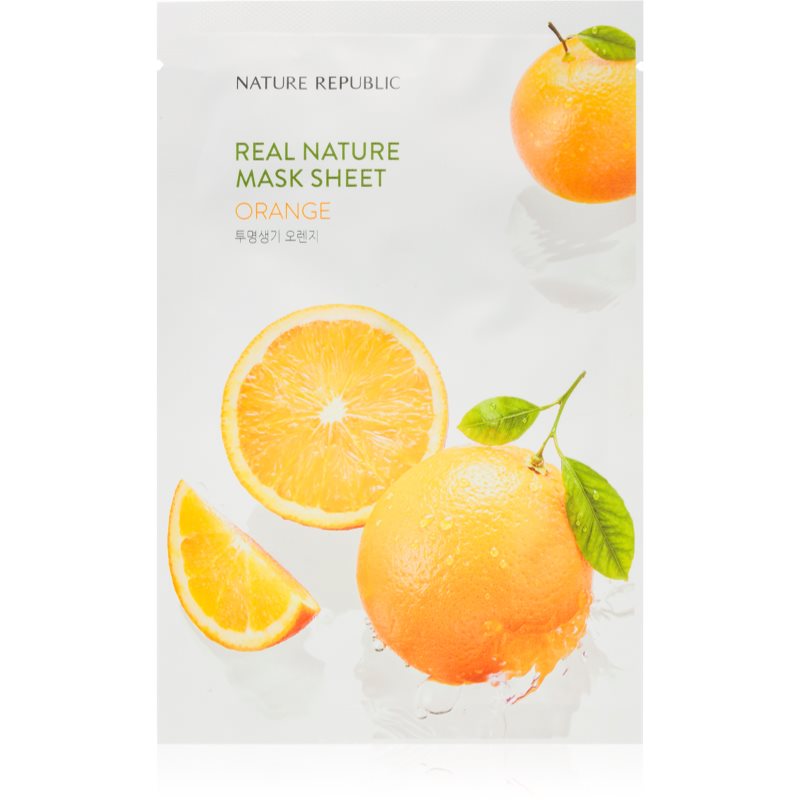 NATURE REPUBLIC Real Nature Orange Mask Sheet хидратираща платнена маска за озаряване на лицето 23 мл.