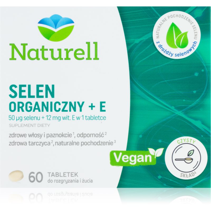 Naturell Selen Organiczny + E pastylki na prawidłową czynność tarczycy 60 szt.
