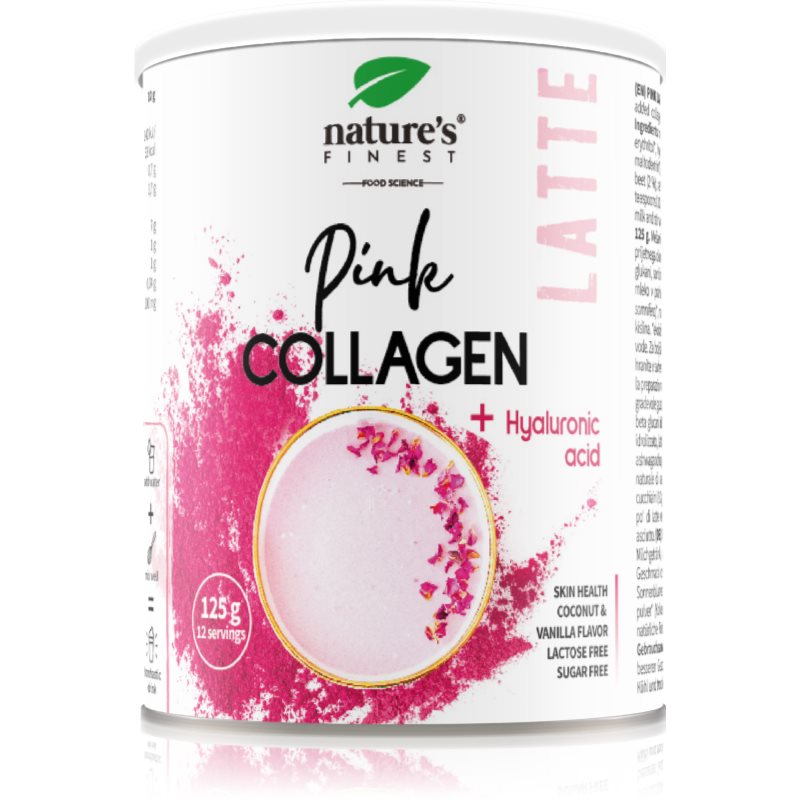 Natures Finest Pink Collagen Latte Pulver zur Herstellung von Getränken mit Kollagen 125 g