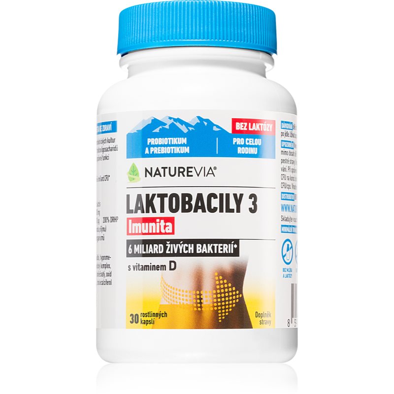 NatureVia Laktobacily 3 Imunita kapsuly na ochranu črevnej mikroflóry 30 cps