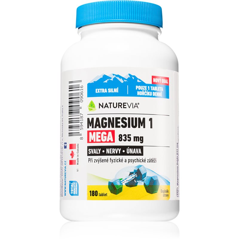 NatureVia Magnesium 1 Mega 835mg tablety na podporu normálnej činnosti nervovej sústavy, svalov, zubov a zníženie únavy 180 tbl kúpite na Notino.sk