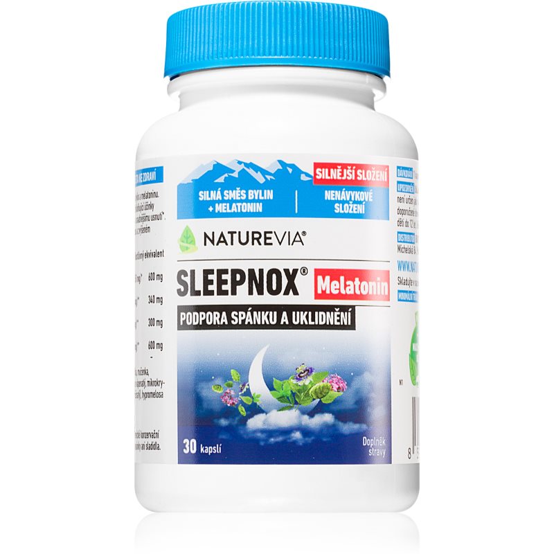 NatureVia Sleepnox Melatonin kapsuly pri ťažkostiach so spánkom a zaspávaním 30 cps