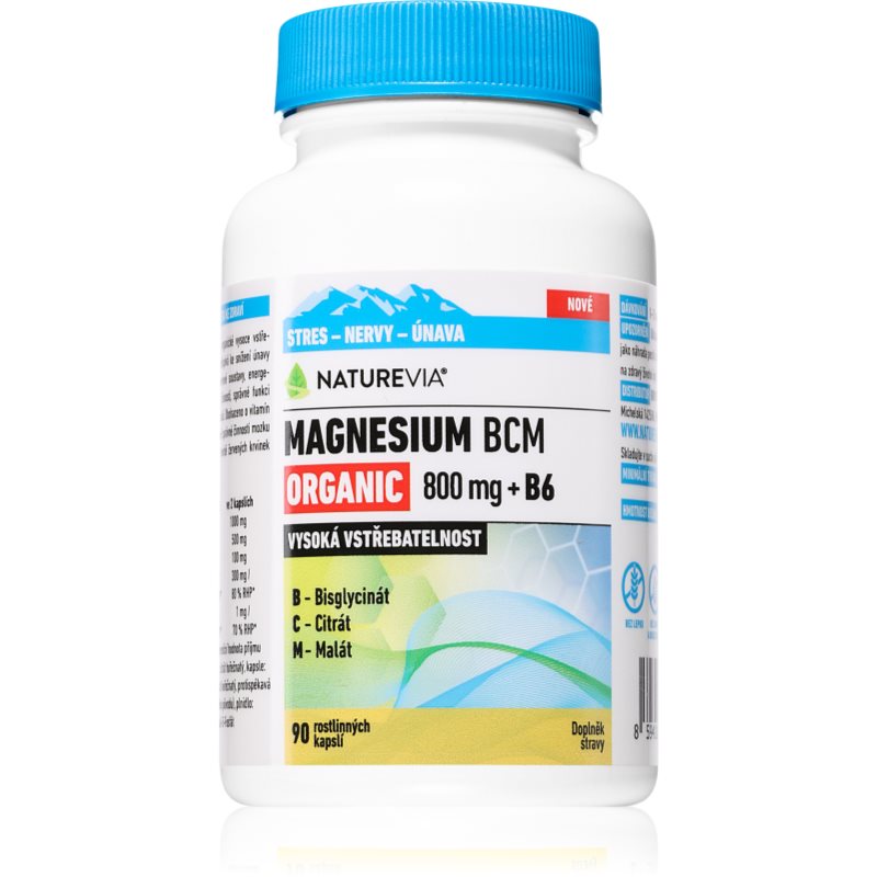 NatureVia Magnesium BCM Organic 800mg + B6 kapsuly na účinné doplnenie horčíka 90 cps kúpite na Notino.sk