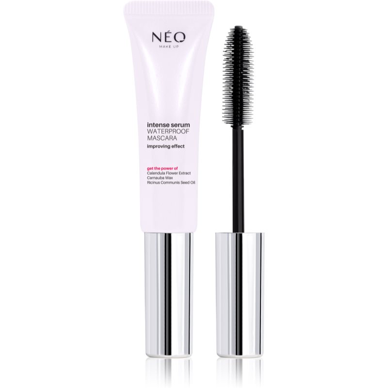 NEO MAKE UP Intense Serum Waterproof Mascara водостійка туш для вій для об’єму та розділення вій відтінок Black 9 мл