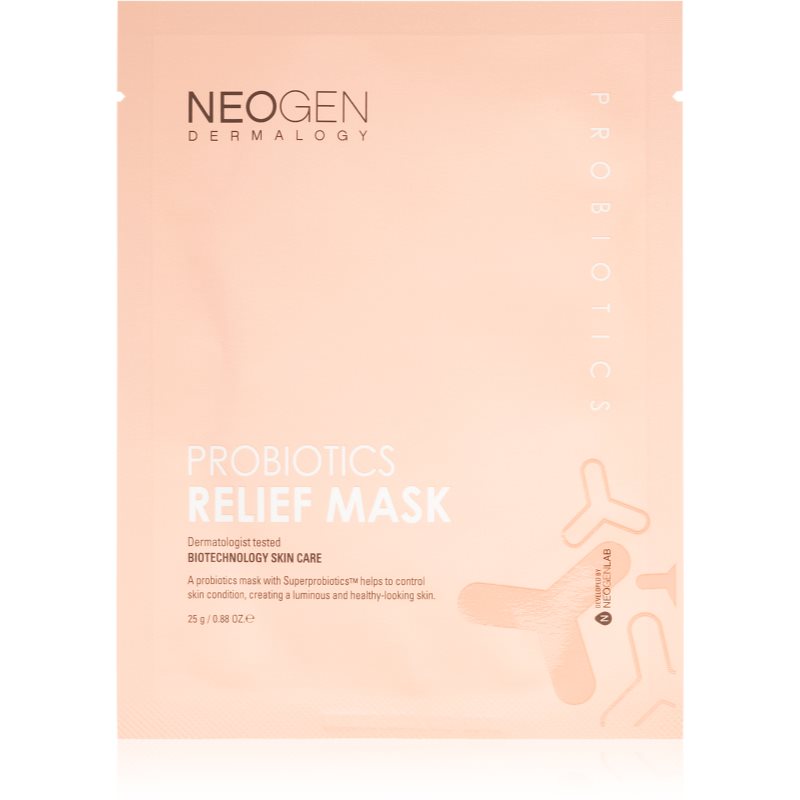 Neogen Dermalogy Probiotics Relief Mask заспокійлива косметична марлева маска з пробіотиками 5 кс